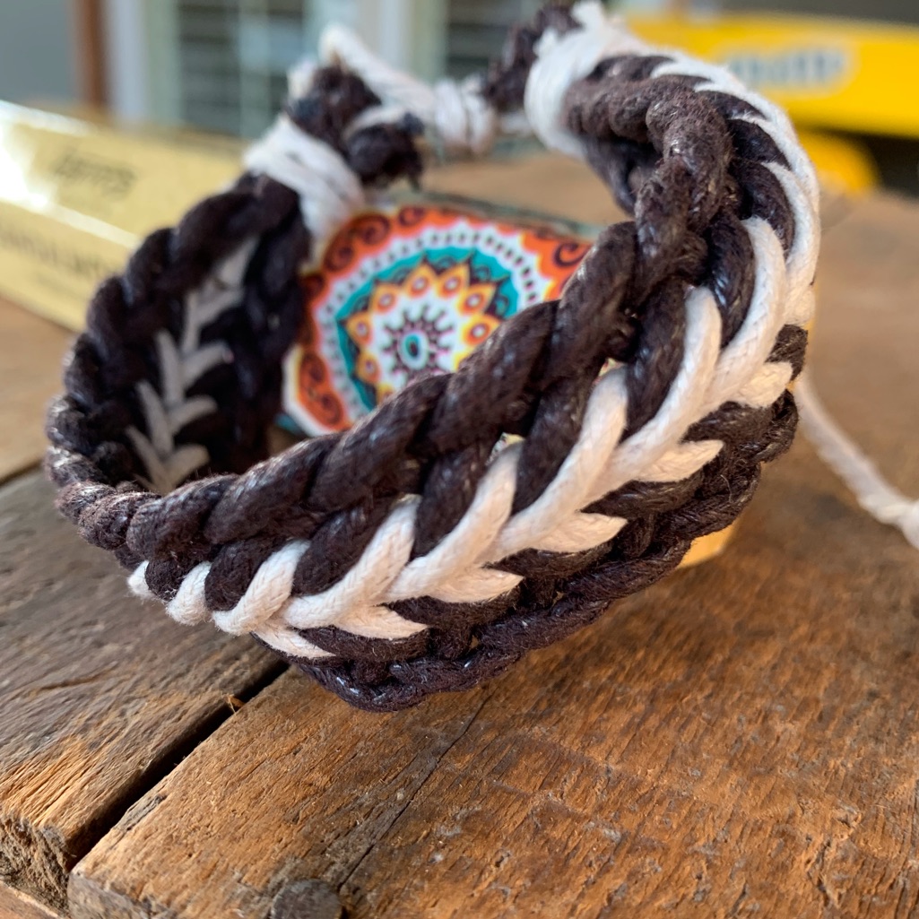 Rustic Boho Leather Macrame Cuff Bracelet